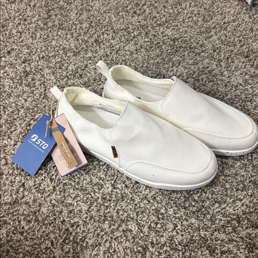 STQ Women's White Slip-On Shoes